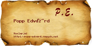 Popp Edvárd névjegykártya
